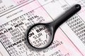 French payslip and magnifying glass Royalty Free Stock Photo