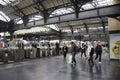 French people and foreigner travlers walk and wait train at Gare de Paris-Est or Paris Gare de l`est railway station Royalty Free Stock Photo