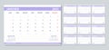 French planner 2021 year. Calendar template. Vector illustration. Table schedule grid