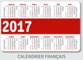 French pocket calendar for 2017