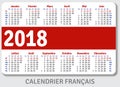 French pocket calendar for 2018