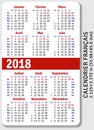 French pocket calendar for 2018