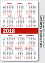 French pocket calendar for 2018