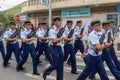 French Police Officers on Parade for the National Holiday in Saint Martin