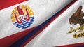 French Polynesia and American Samoa two flags textile cloth, fabric texture Royalty Free Stock Photo