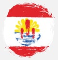 French Polynesia Circle Flag Vector Hand Painted with Rounded Brush Royalty Free Stock Photo