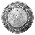 French Polynesia Flag Button with Map Royalty Free Stock Photo