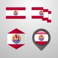 French Polynesia flag design set vector Royalty Free Stock Photo