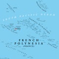 French Polynesia, overseas collectivity of France, political map Royalty Free Stock Photo