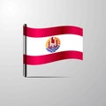 French Polynesia waving Shiny Flag design vector Royalty Free Stock Photo