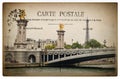 French Postcard From Paris With Landmark Bridge Pont Alexandre