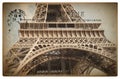 French Postcard From Paris With Landmark Eiffel Tower