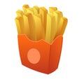 French potato fries icon, cartoon style