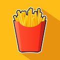 French potato pack box. Cartoon fastfood fry potato isolated illustration