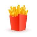 French potato pack box. Cartoon fastfood fry potato isolated illustration fast food