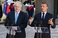 Paris, FRANCE - 22th august 2019 : Boris Johson with Emmanuel Macron at ElysÃÂ©e Palace