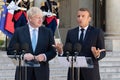 Paris, FRANCE - 22th august 2019 : Boris Johson with Emmanuel Macron at ElysÃÂ©e Palace Royalty Free Stock Photo