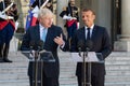 Paris, FRANCE - 22th august 2019 : Boris Johnson with Emmanuel Macron at ElysÃÂ©e Palace Royalty Free Stock Photo