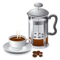 French press with coffee