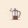 French press coffee illustration in flat style. Coffee shop illustration set. Royalty Free Stock Photo