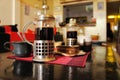 French press coffee maker with cup Royalty Free Stock Photo