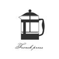 French press coffee maker flat simple icon Vector ground coffee pot. Isolated graphic illustration. Instant coffee