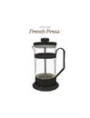 French-press. coffee maker hand draw vector. Royalty Free Stock Photo