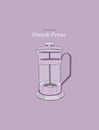French-press. coffee maker hand draw vector. Royalty Free Stock Photo