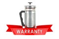 French press, coffee plunger warranty concept. 3D rendering