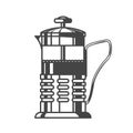 French press, tea press pot or coffee plunger icon Royalty Free Stock Photo