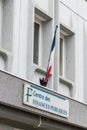 French public finances logo on a pole. The public Finance is a branch of the French Central Public Administration under the Minist