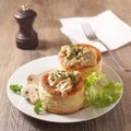 French puff pastry filling with chicken, cream and mushroom