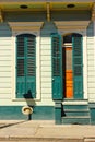 French Quarter Home with Blue Shutters Royalty Free Stock Photo