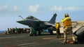 French Rafale on Aircraft Carrier Royalty Free Stock Photo