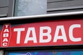 French Red logo store tobacco sign shop with french text white tabac logo