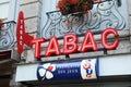 French Red And White Tabac Sign With Loto Logo In France Royalty Free Stock Photo