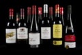French Red Wine Selection With a Dark Background