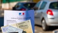 French registration certificate Carte grise, insurance card and certificate of administrative status Certificat de non-gage