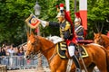 French Republican Guards during the ceremonial of french national day on July 14, 2014 in Paris, Champs