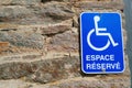 French reserved parking sign handicapped disabled icon handicap accessibility Royalty Free Stock Photo