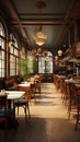 French restaurant ambiance in 3D, featuring a vintage cafe aesthetic