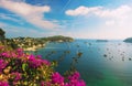 French reviera Villefranche Nice Seafront landscape azalea flowers Royalty Free Stock Photo