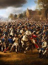 French Revolutionary Wars ca 1800. Fictional Battle Depiction. Generative AI.