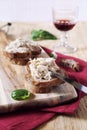 French rillettes, meat spread and wineglass Royalty Free Stock Photo
