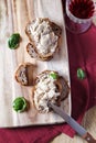 French rillettes, meat spread and wineglass Royalty Free Stock Photo