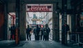 French riot police block an exit in the centre of Paris while protestors express their anger against French President Macro`s gov