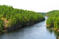 French river from a suspension bridge Royalty Free Stock Photo