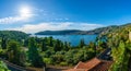 French Riviera coast with medieval town Villefranche sur Mer, Nice region, France