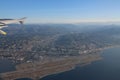 French riviera and the Nice airport from height of flight of the Royalty Free Stock Photo