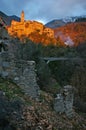 French Riviera, Pre-alpine landscape: medieval village at sunset